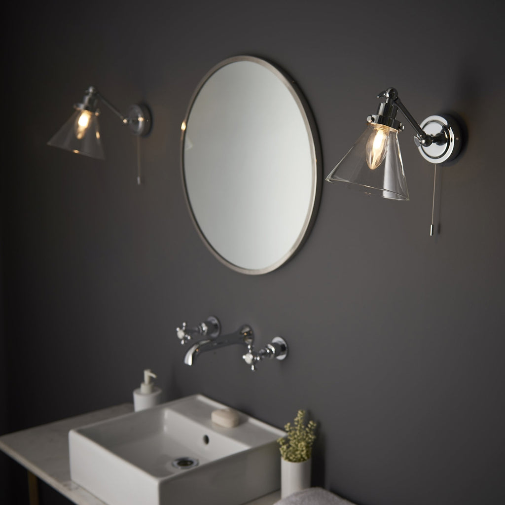 93853 Faraday 1 Light Bathroom Wall Light Chrome Clear