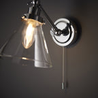 93853 Faraday 1 Light Bathroom Wall Light Chrome Clear