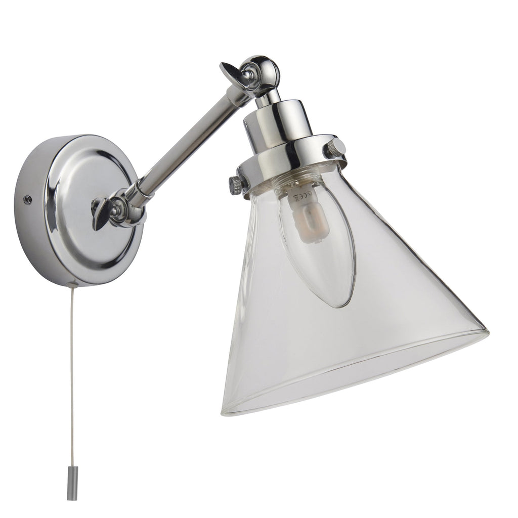 93853 Faraday 1 Light Bathroom Wall Light Chrome Clear