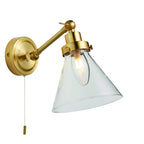93854 Faraday 1 Light Bathroom Wall Light Brass Clear