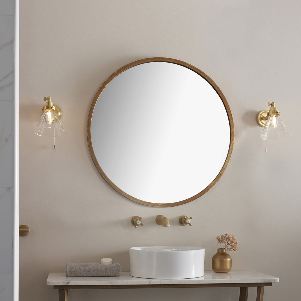 93854 Faraday 1 Light Bathroom Wall Light Brass Clear