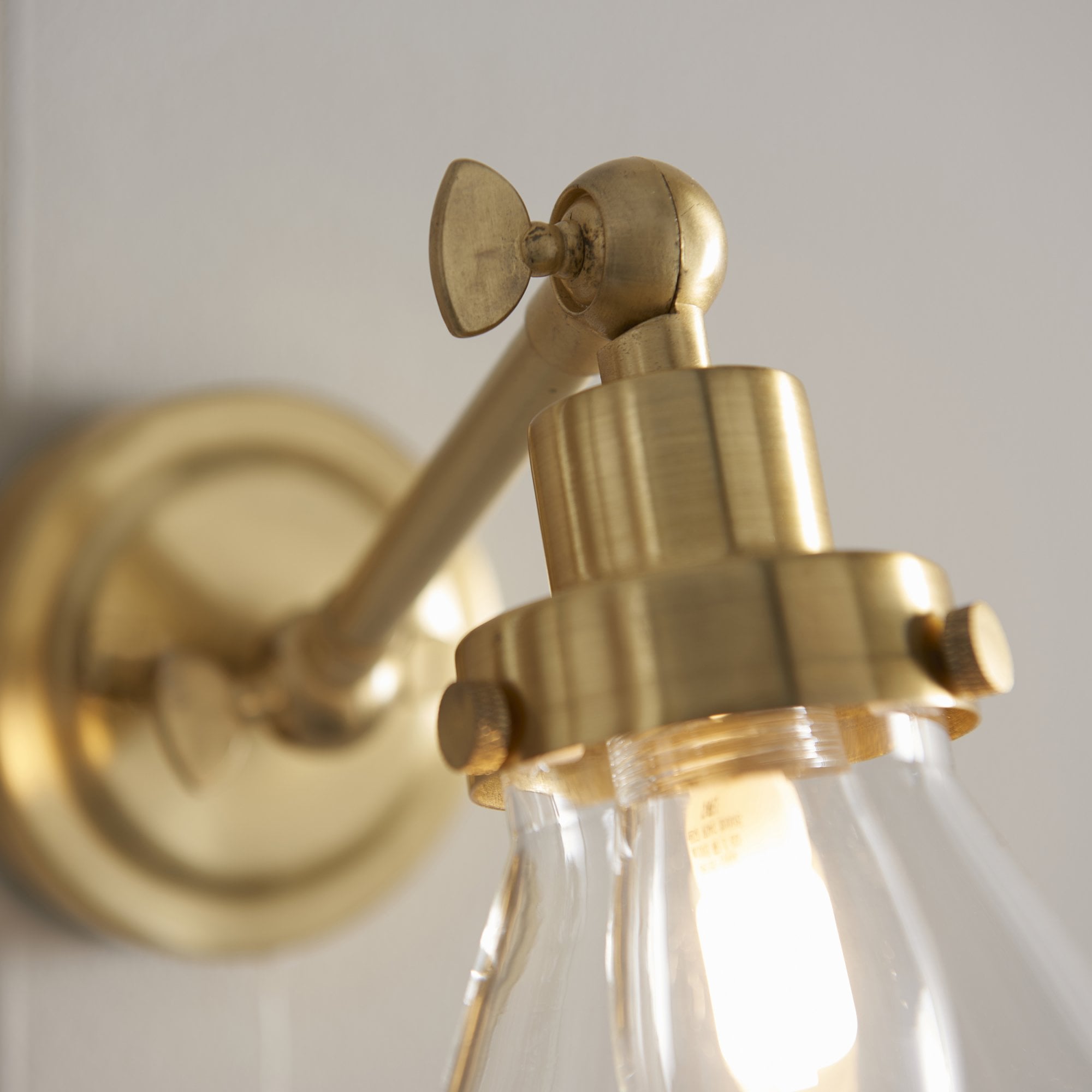 93854 Faraday 1 Light Bathroom Wall Light Brass Clear
