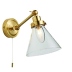 93854 Faraday 1 Light Bathroom Wall Light Brass Clear