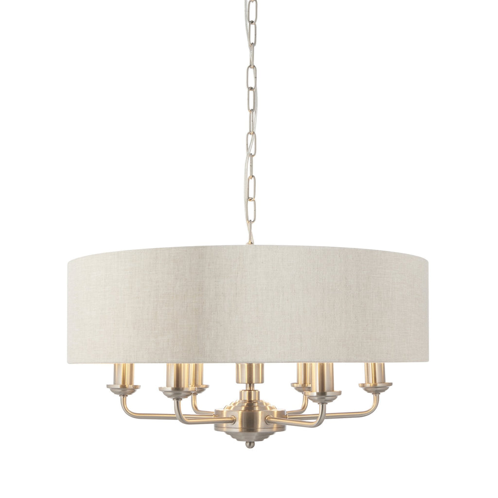 94357 Highclere 6 Light Pendant Chrome Linen