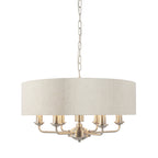 94357 Highclere 6 Light Pendant Chrome Linen