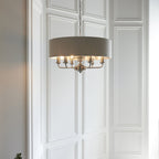 94357 Highclere 6 Light Pendant Chrome Linen