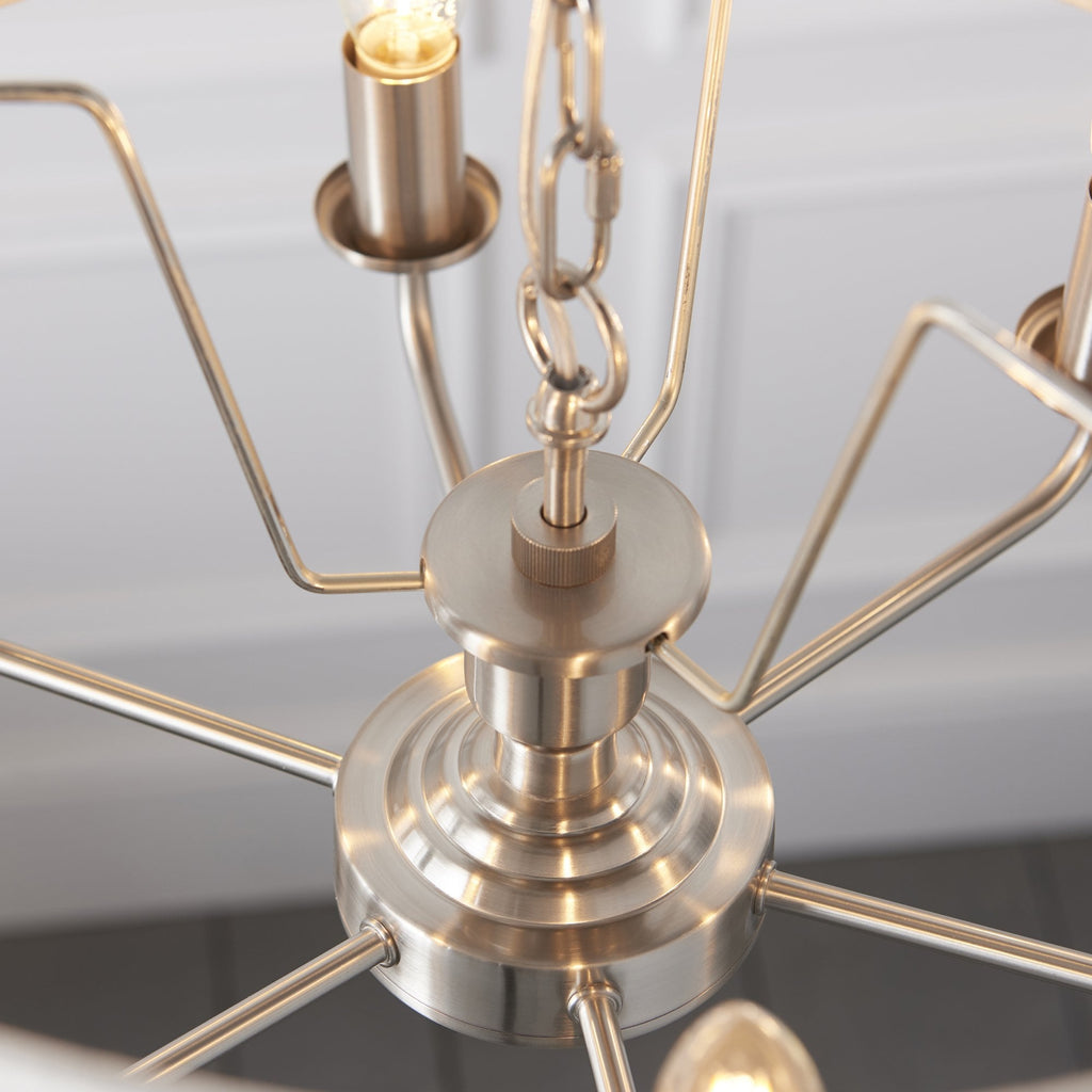 94357 Highclere 6 Light Pendant Chrome Linen