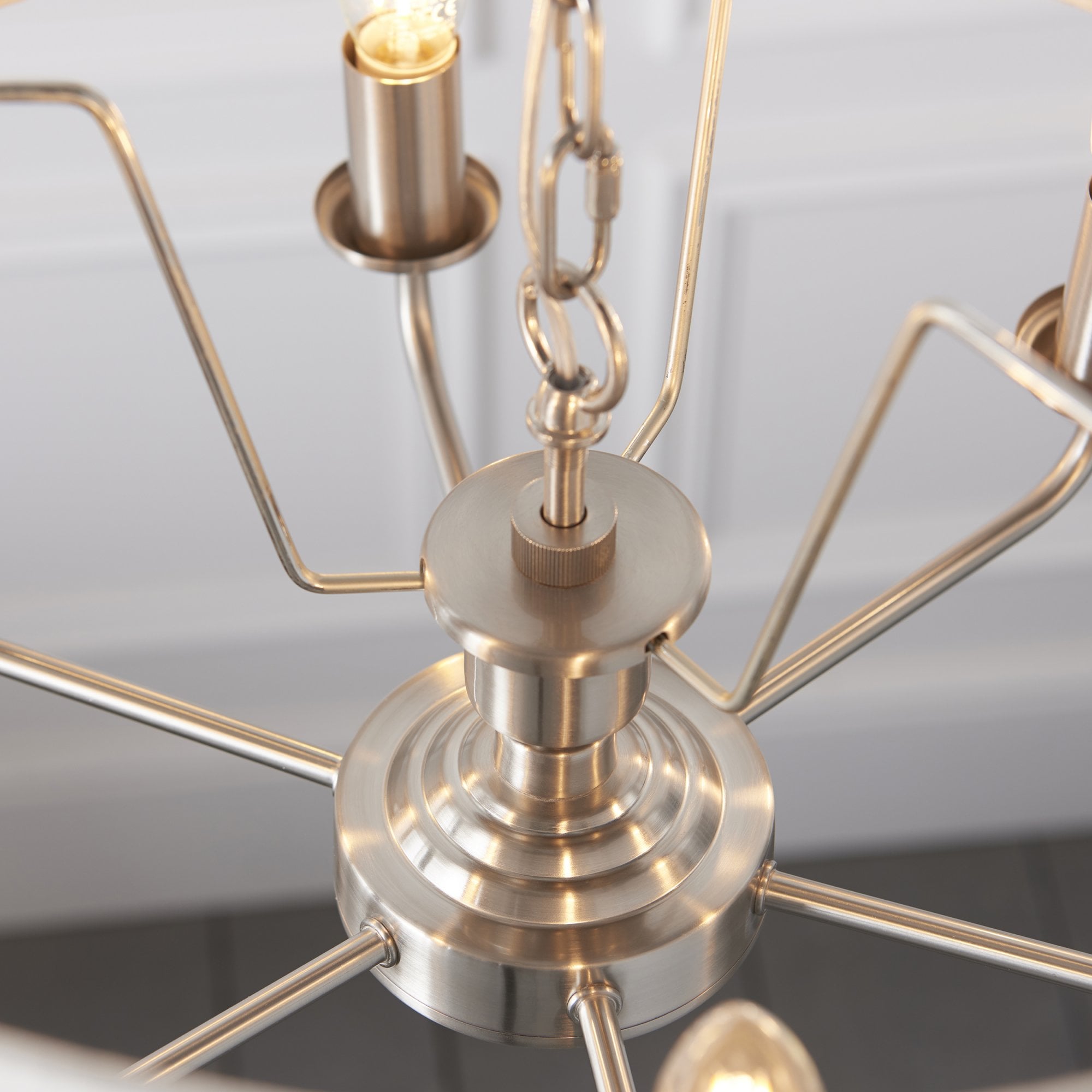 94357 Highclere 6 Light Pendant Chrome Linen
