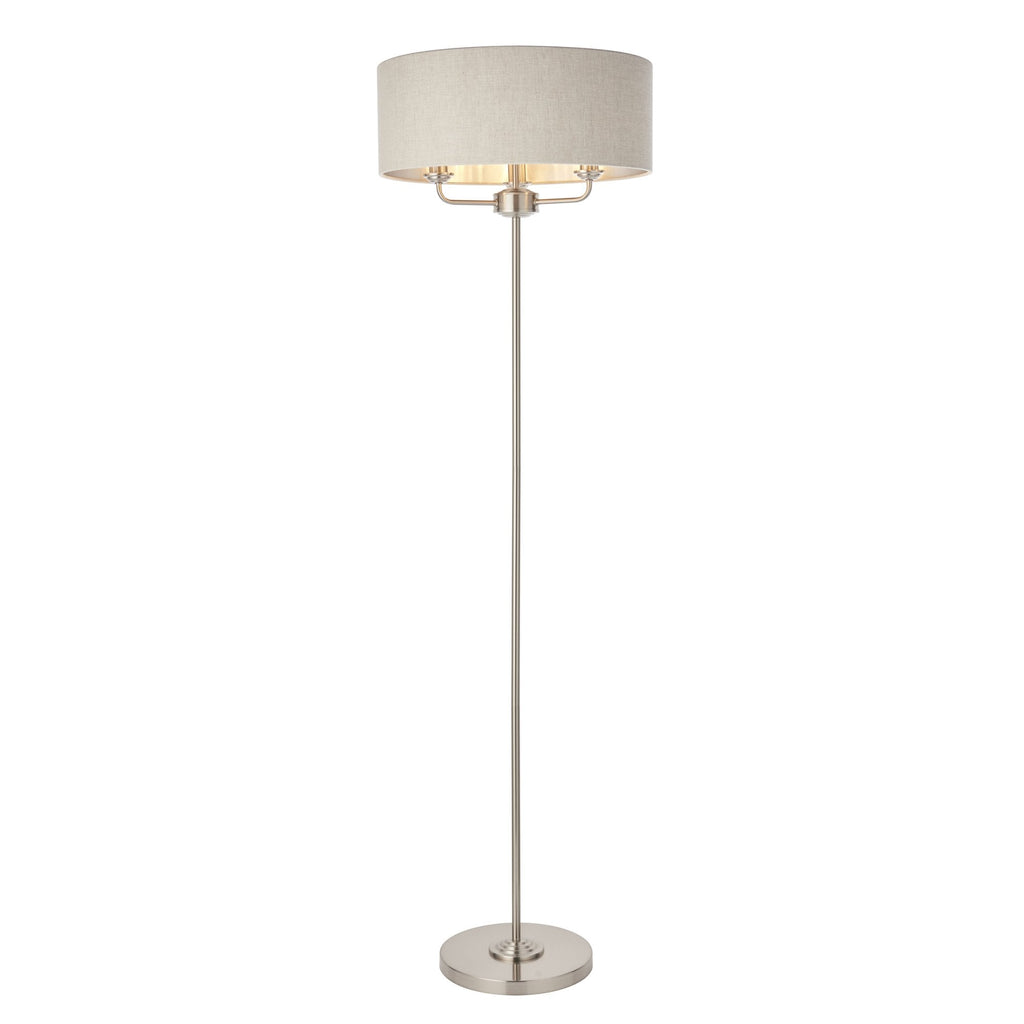 94359 Highclere 3 Light Floor Lamp Chrome Linen