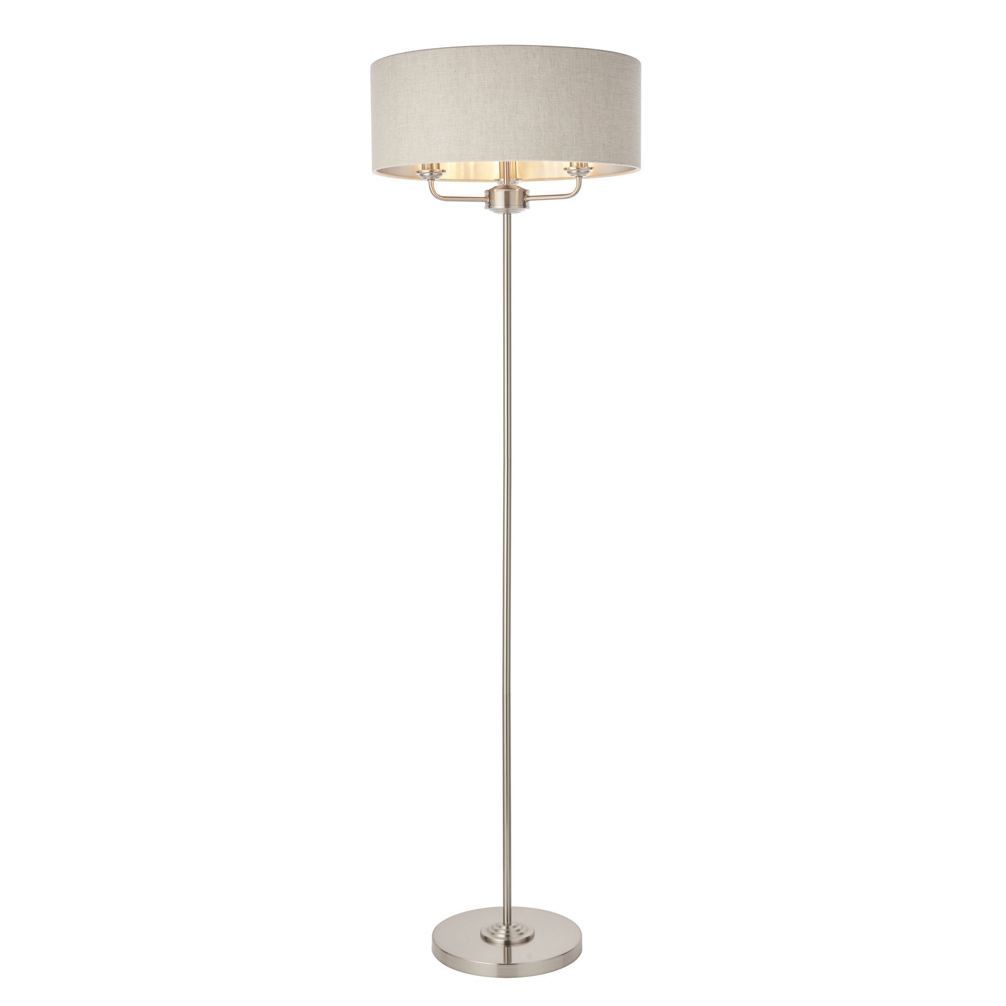 94359 Highclere 3 Light Floor Lamp Chrome Linen