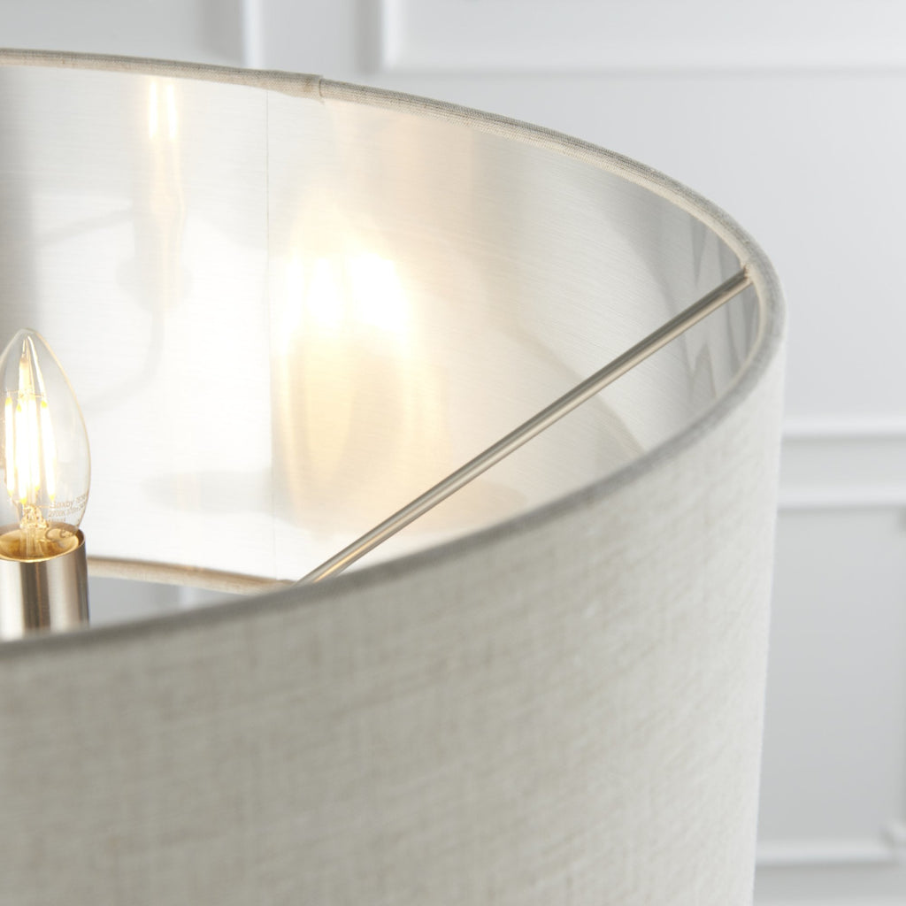 94359 Highclere 3 Light Floor Lamp Chrome Linen