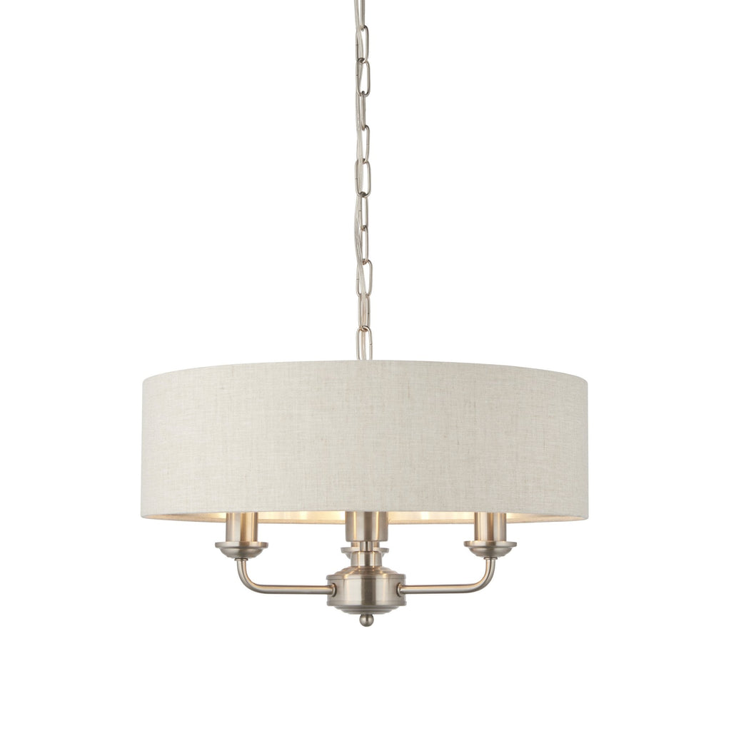 94361 Highclere 3 Light Pendant Chrome Linen