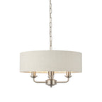 94361 Highclere 3 Light Pendant Chrome Linen