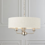 94361 Highclere 3 Light Pendant Chrome Linen