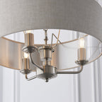 94361 Highclere 3 Light Pendant Chrome Linen