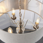 94361 Highclere 3 Light Pendant Chrome Linen