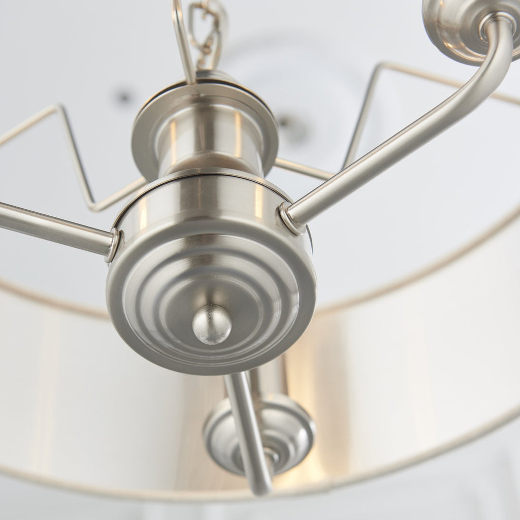 94361 Highclere 3 Light Pendant Chrome Linen