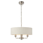 94361 Highclere 3 Light Pendant Chrome Linen