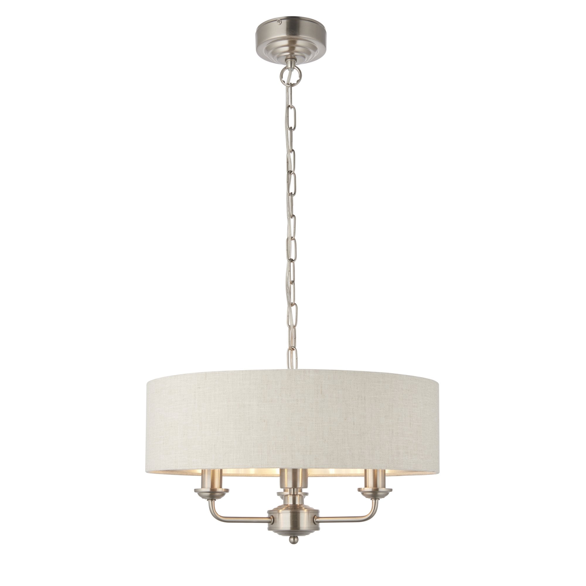 94361 Highclere 3 Light Pendant Chrome Linen