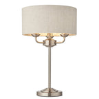 94369 Highclere 3 Light Table Lamp Chrome Linen