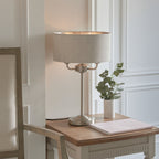 94369 Highclere 3 Light Table Lamp Chrome Linen
