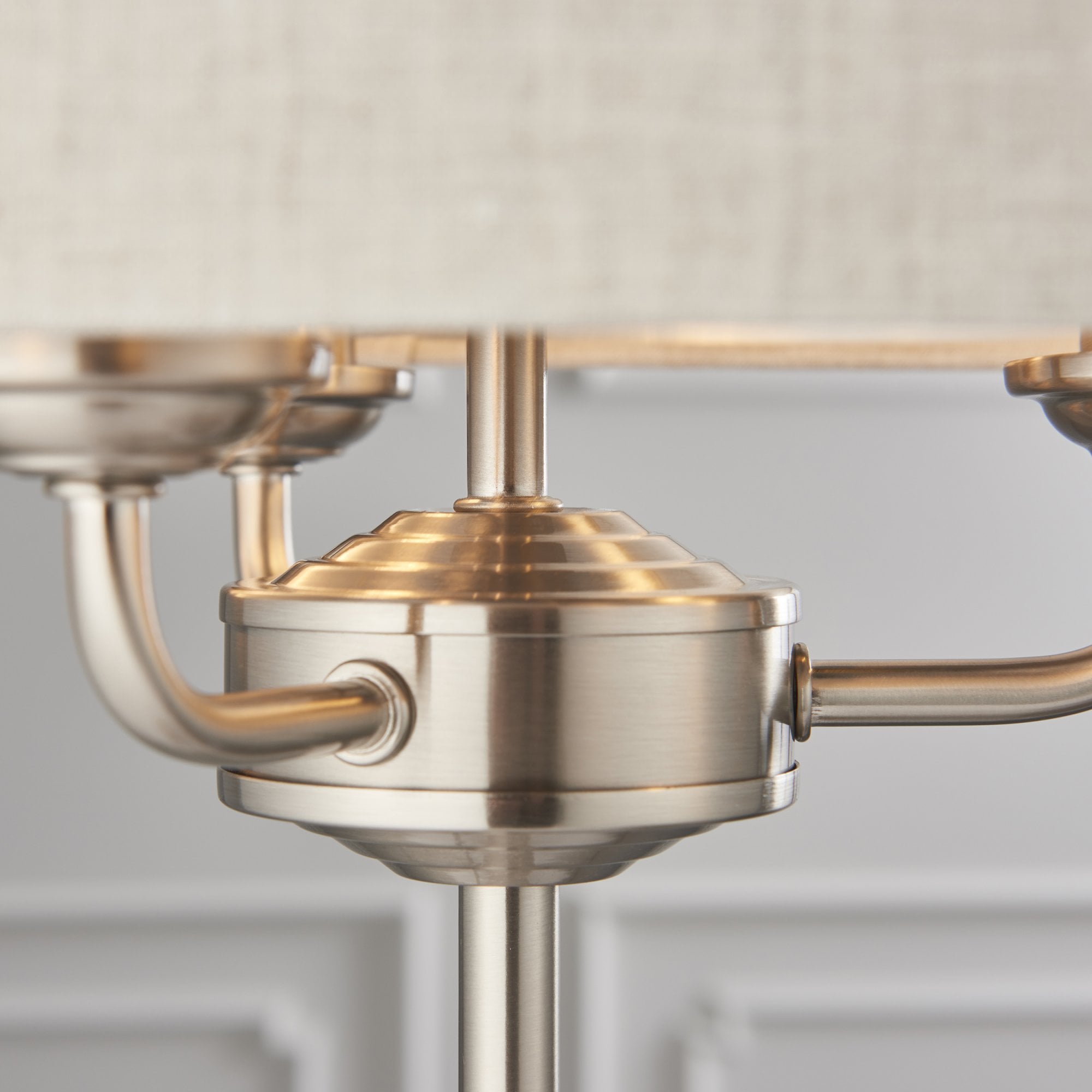 94369 Highclere 3 Light Table Lamp Chrome Linen