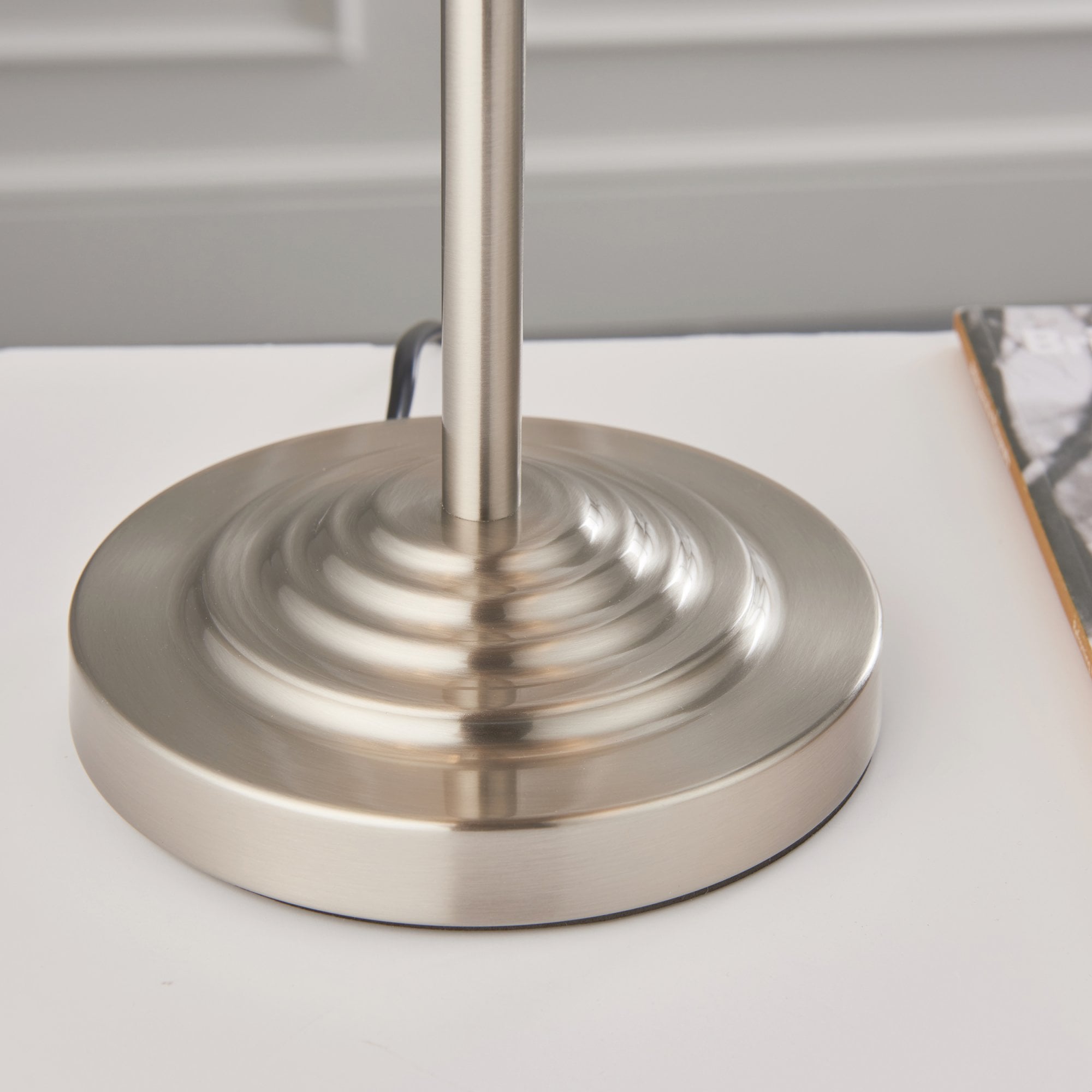 94369 Highclere 3 Light Table Lamp Chrome Linen