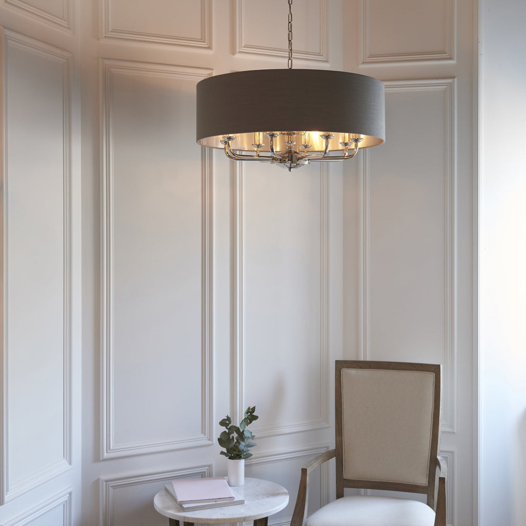 94373 Highclere 6 Light Pendant Nickel Grey