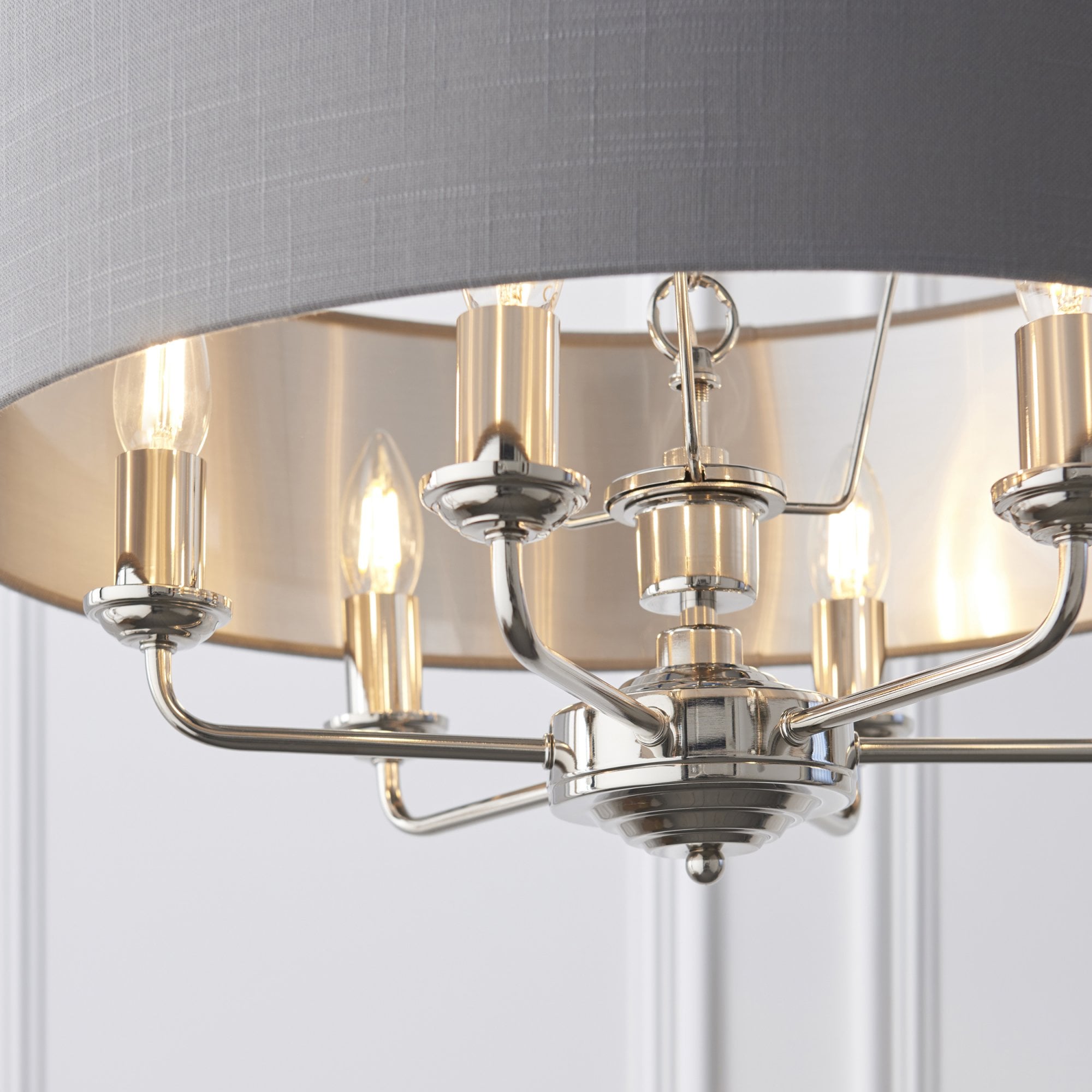 94373 Highclere 6 Light Pendant Nickel Grey