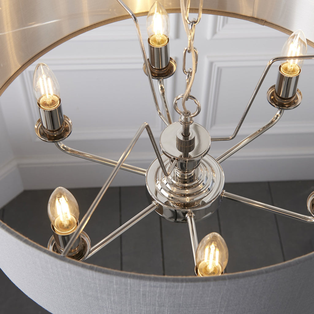 94373 Highclere 6 Light Pendant Nickel Grey