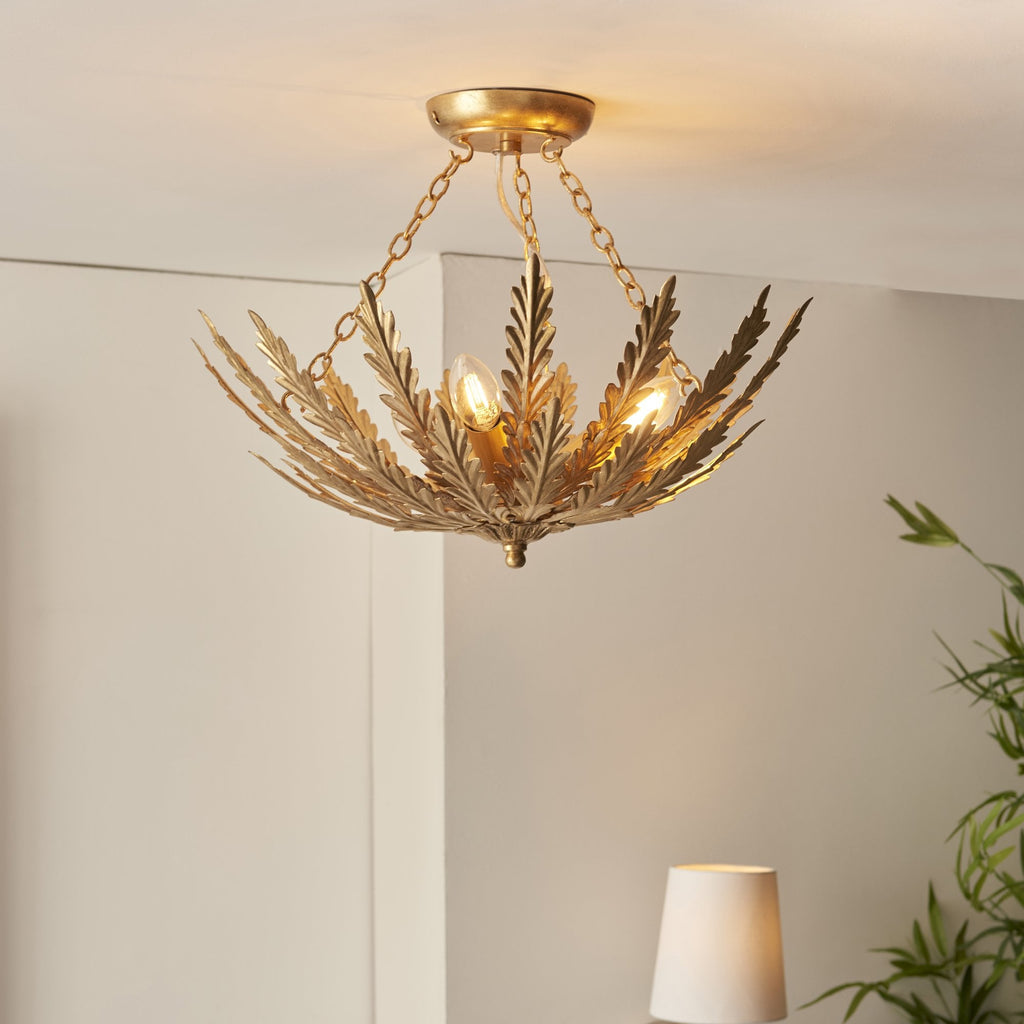 95039 Delphine 3 Light Flush Ceiling Light Gold