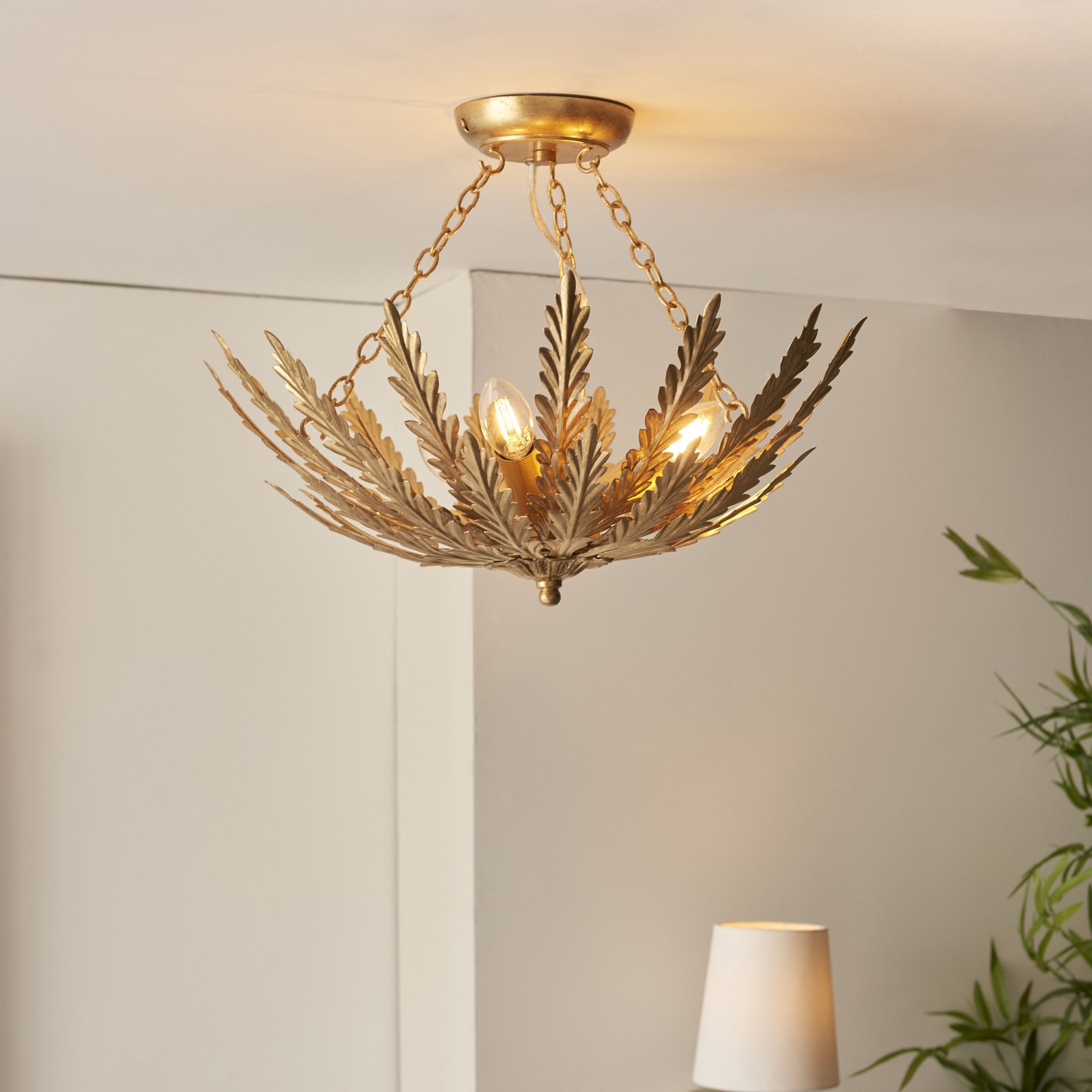 95039 Delphine 3 Light Flush Ceiling Light Gold