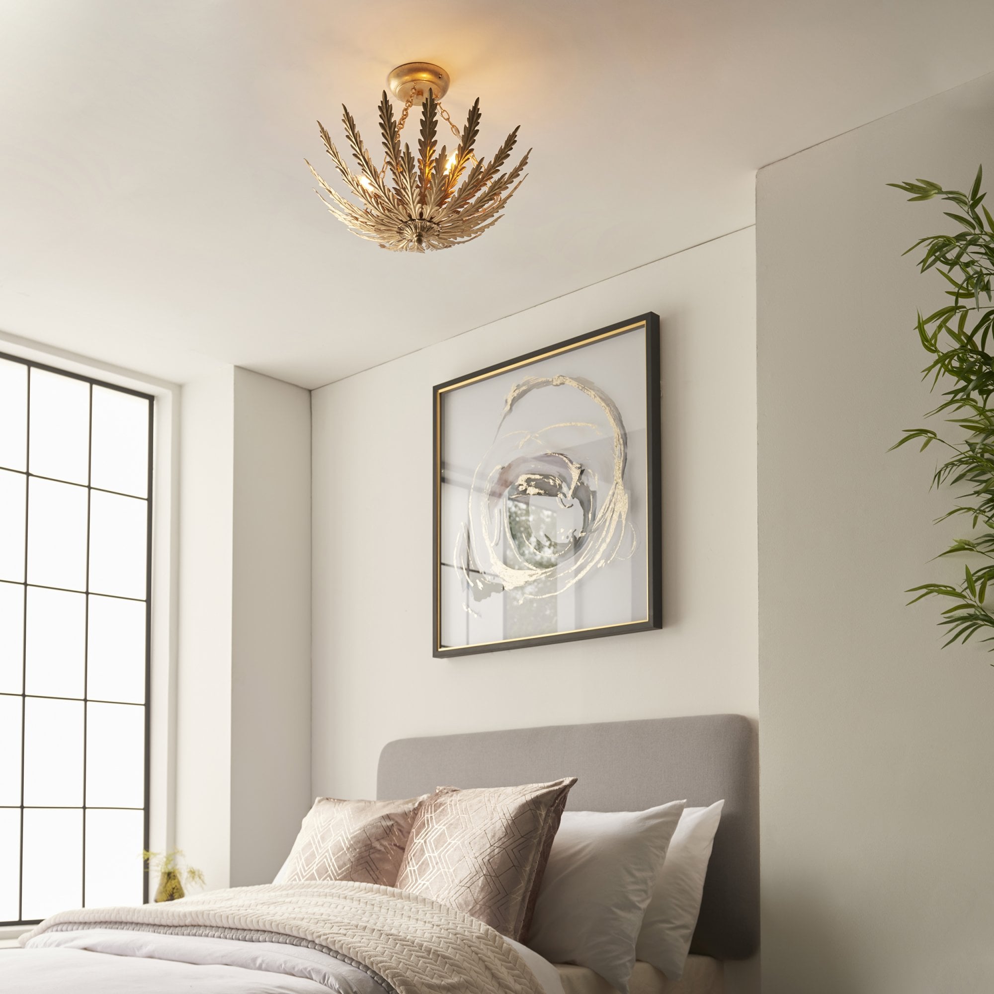 95039 Delphine 3 Light Flush Ceiling Light Gold