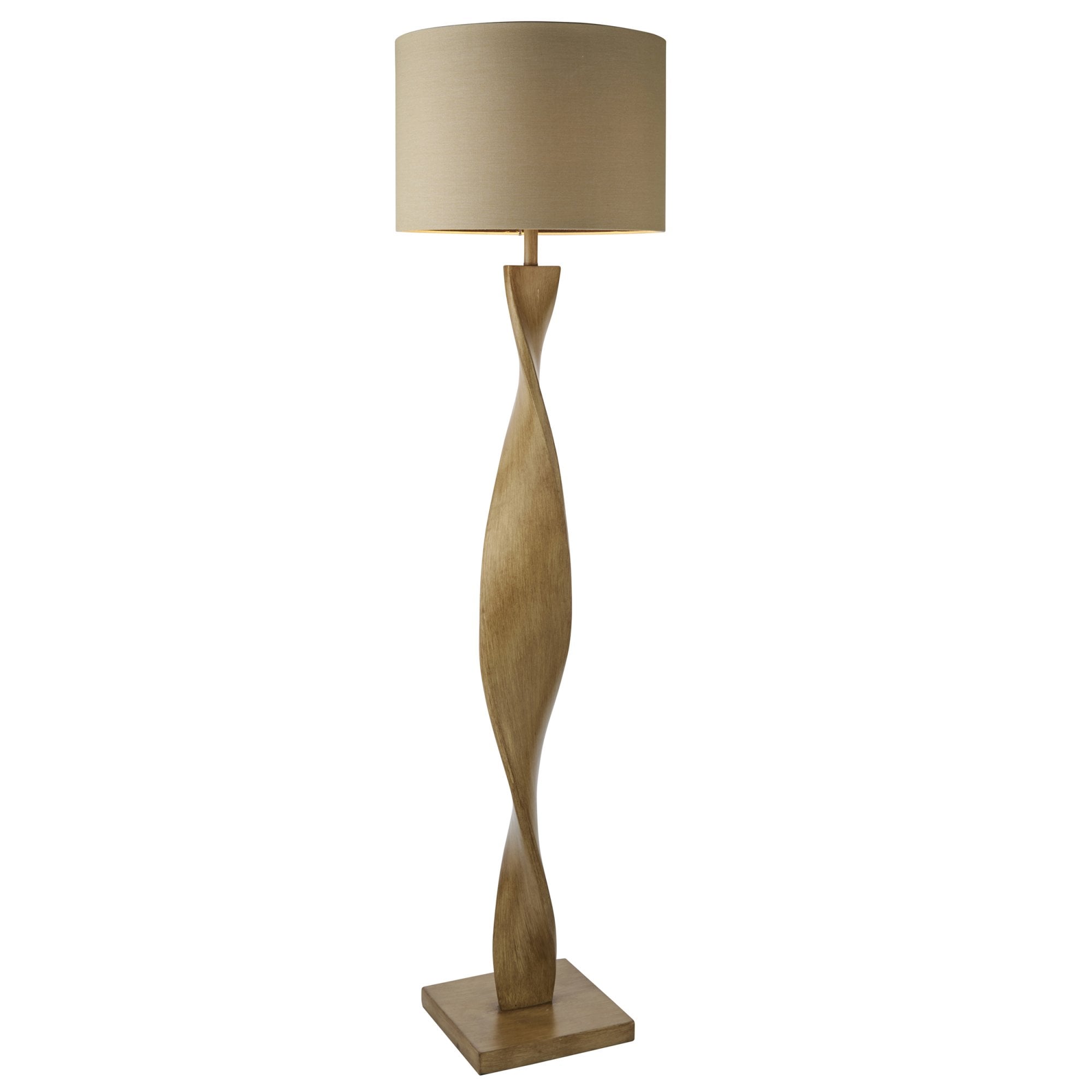 95454 Abia 1 Light Floor Lamp Wood Linen