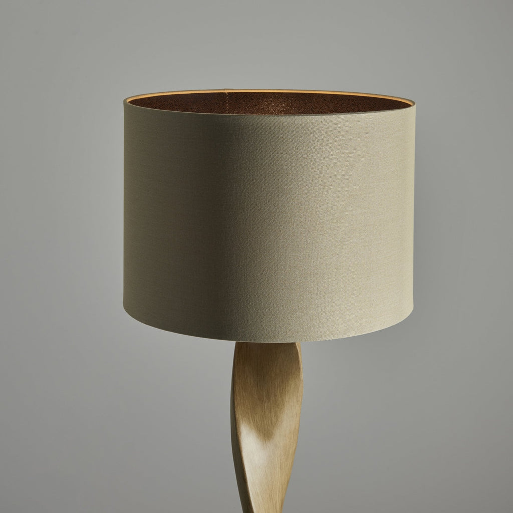 95454 Abia 1 Light Floor Lamp Wood Linen