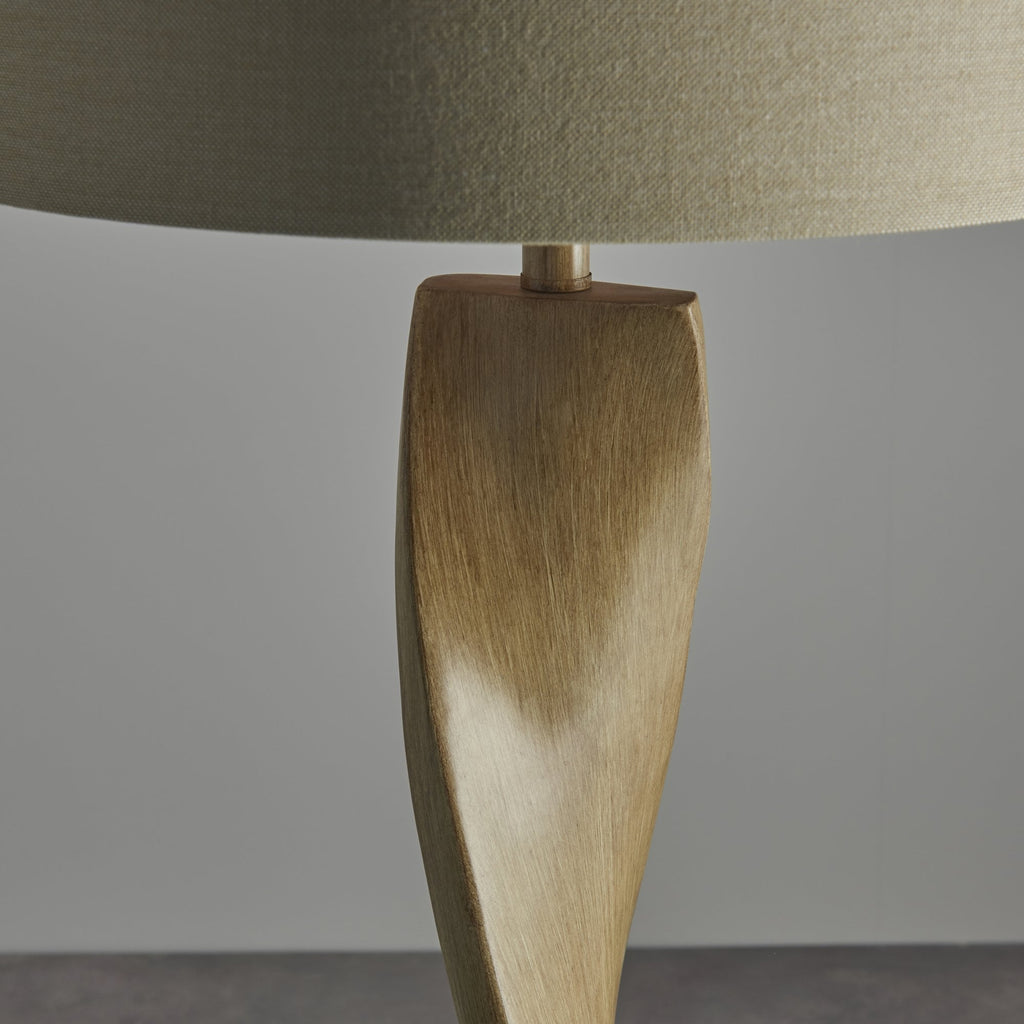95454 Abia 1 Light Floor Lamp Wood Linen