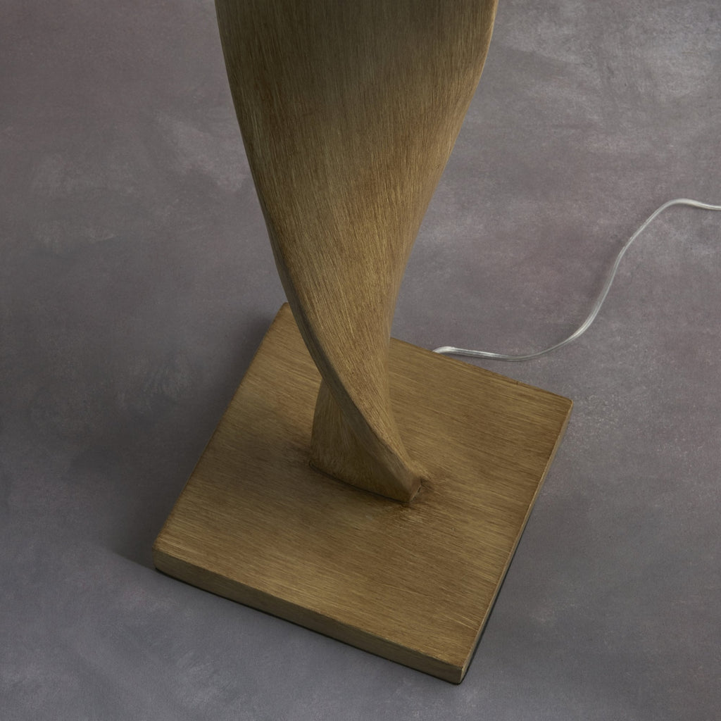95454 Abia 1 Light Floor Lamp Wood Linen
