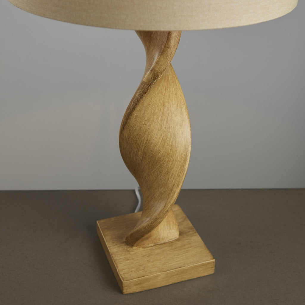 95455 Abia 1 Light Table Lamp Wood Linen