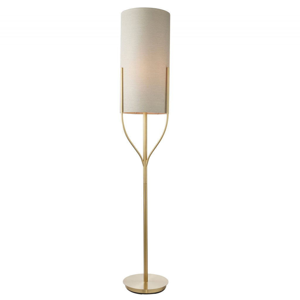 95466 Fraser 1 Light Floor Lamp Brass Linen