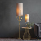 95466 Fraser 1 Light Floor Lamp Brass Linen