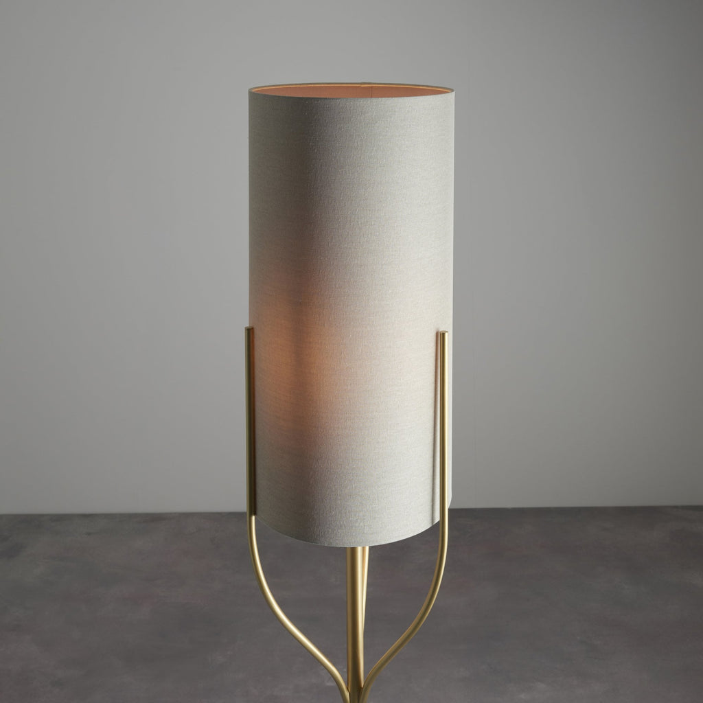 95466 Fraser 1 Light Floor Lamp Brass Linen