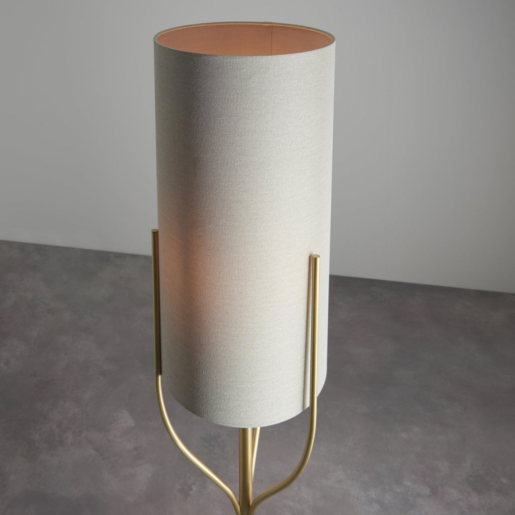 95466 Fraser 1 Light Floor Lamp Brass Linen