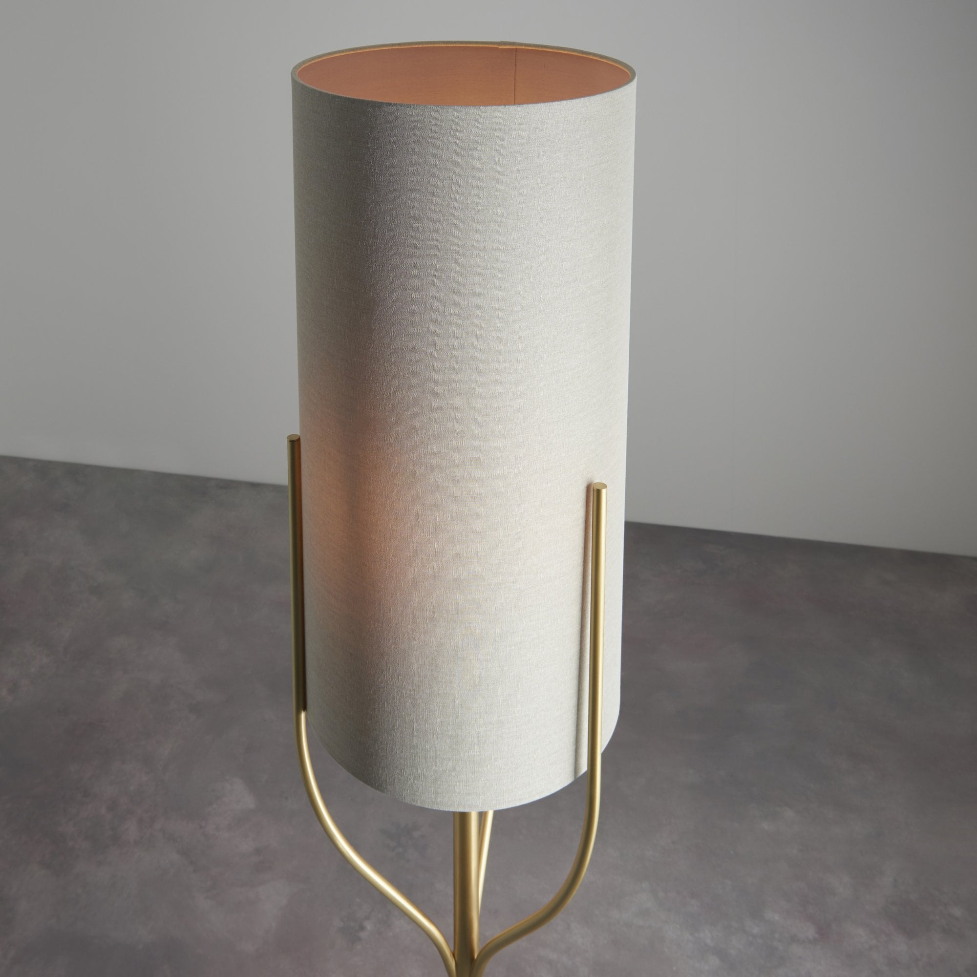 95466 Fraser 1 Light Floor Lamp Brass Linen