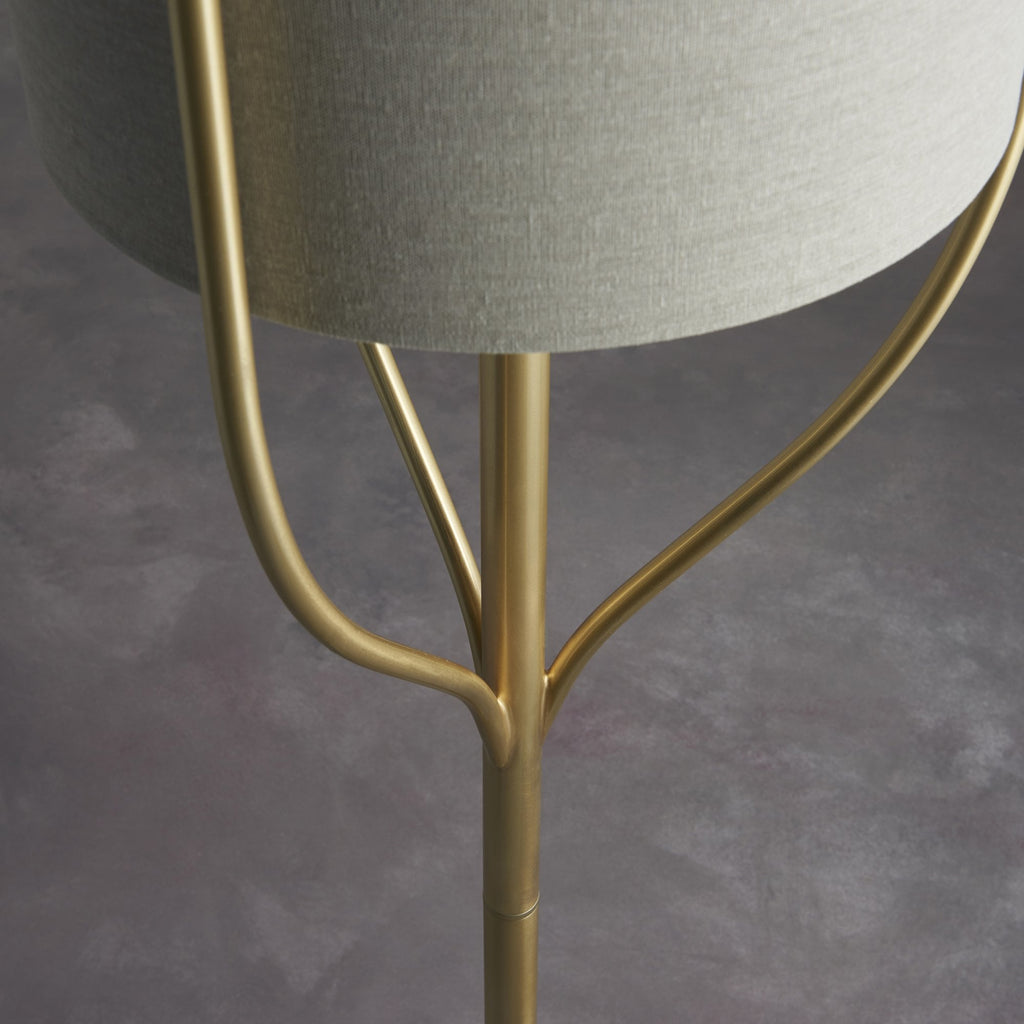95466 Fraser 1 Light Floor Lamp Brass Linen