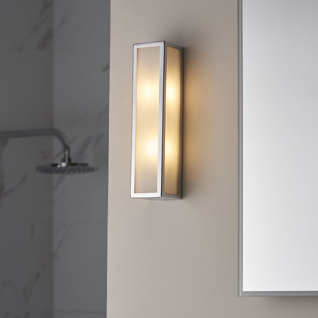 96137 Newham 2 Light Bathroom Wall Light Chrome Frosted
