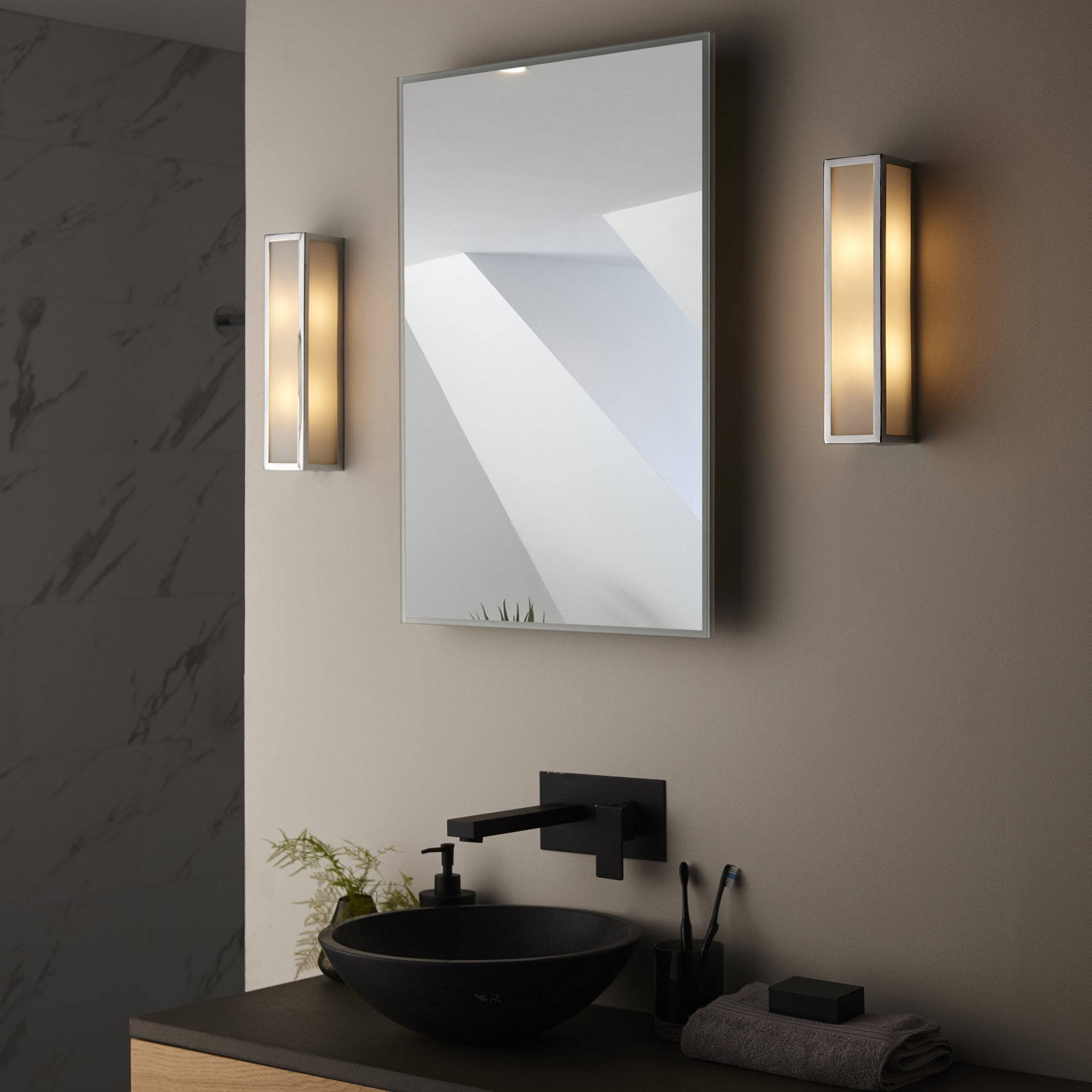 96137 Newham 2 Light Bathroom Wall Light Chrome Frosted