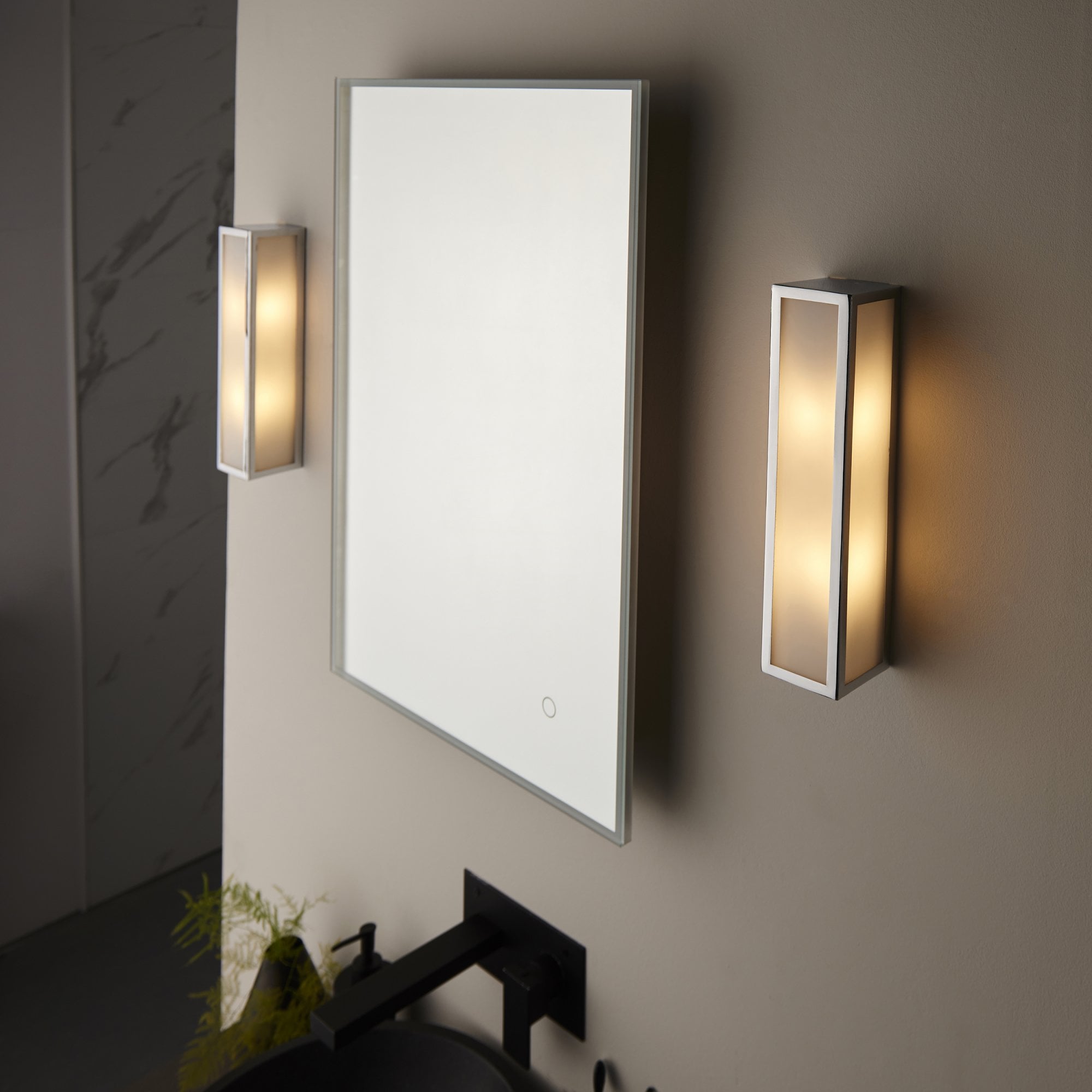 96137 Newham 2 Light Bathroom Wall Light Chrome Frosted