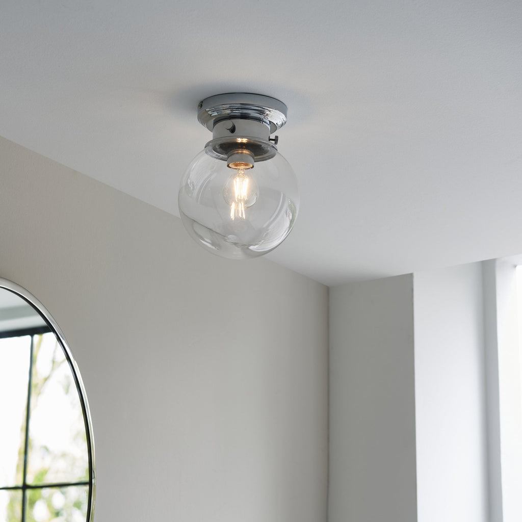 Cheswick 1 Light Bathroom Flush Ceiling  Light Chrome Clear