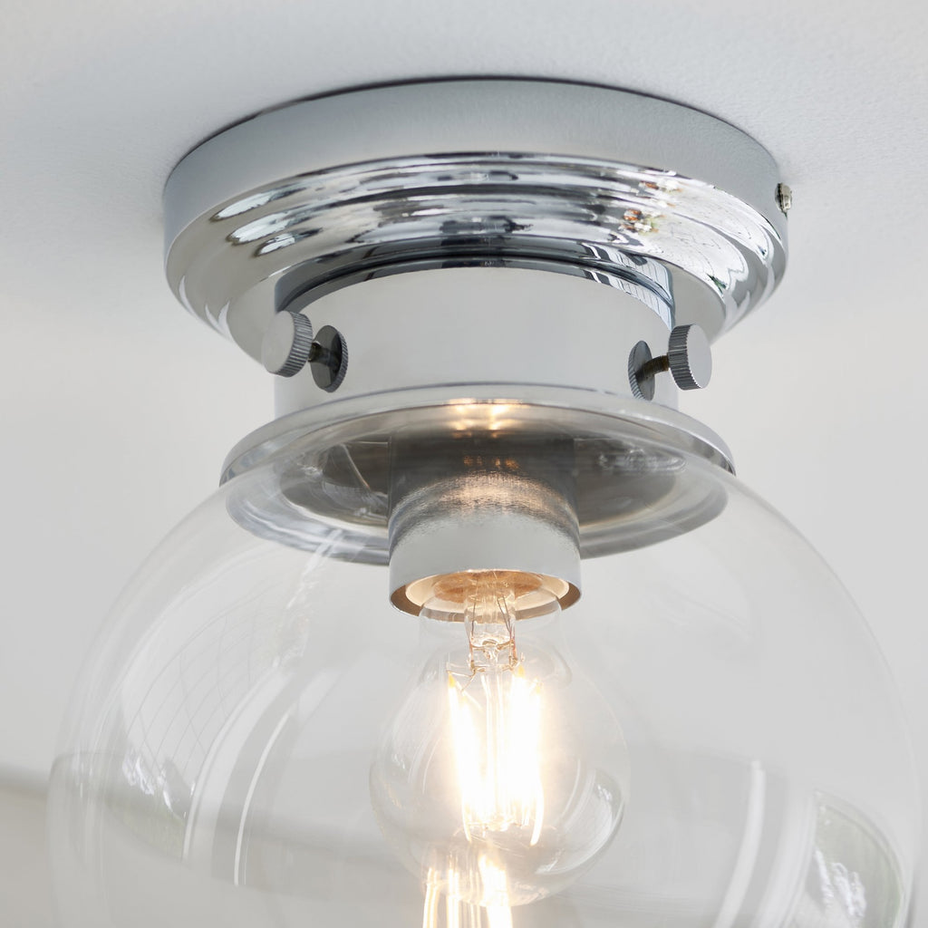 Cheswick 1 Light Bathroom Flush Ceiling  Light Chrome Clear
