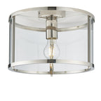 96150 Hopton 1 Light Flush Ceiling Light Nickel Clear
